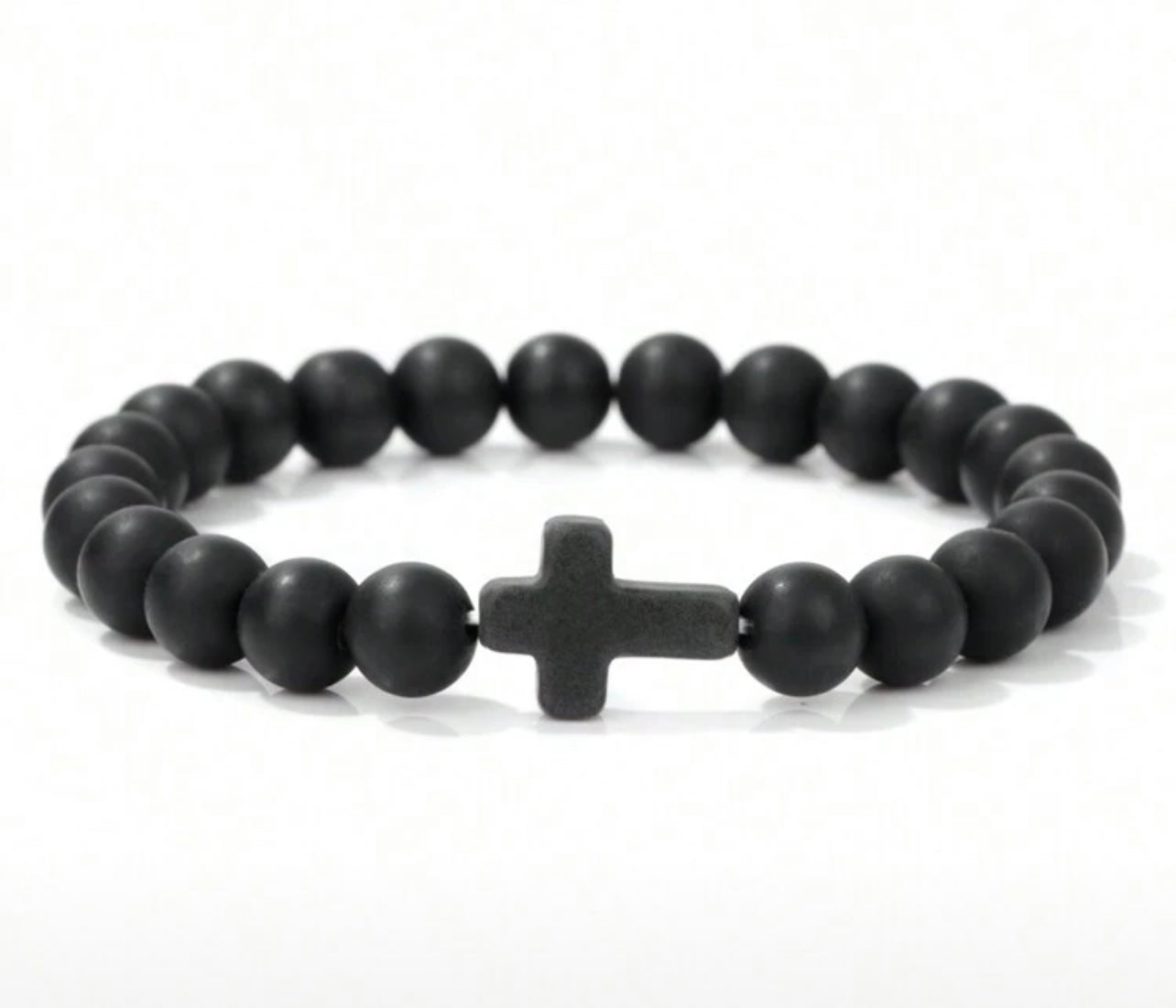 Natural Stone Bracelet With Cross